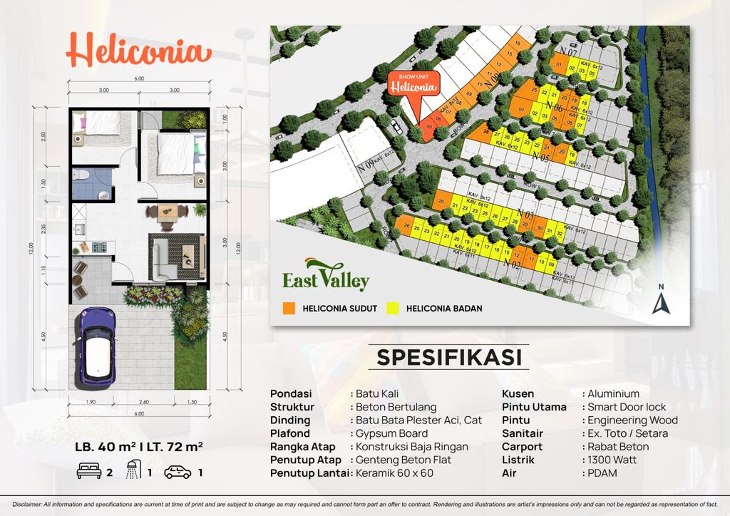 foto denah rumah tipe Heliconia perumahan CitraGarden BMW