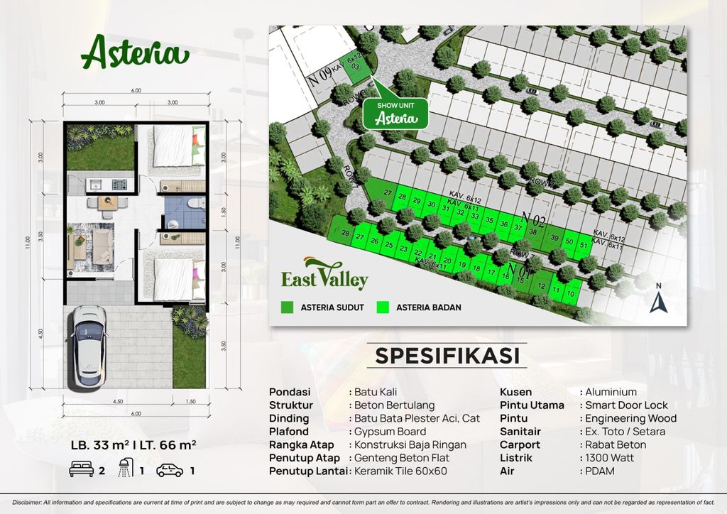 foto denah rumah tipe Asteria perumahan CitraGarden BMW