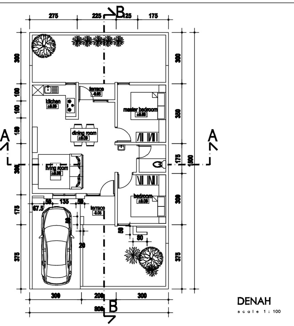 foto denah rumah tipe 62/120 perumahan PERMATA ROYAL GARDEN ( Boulevard )