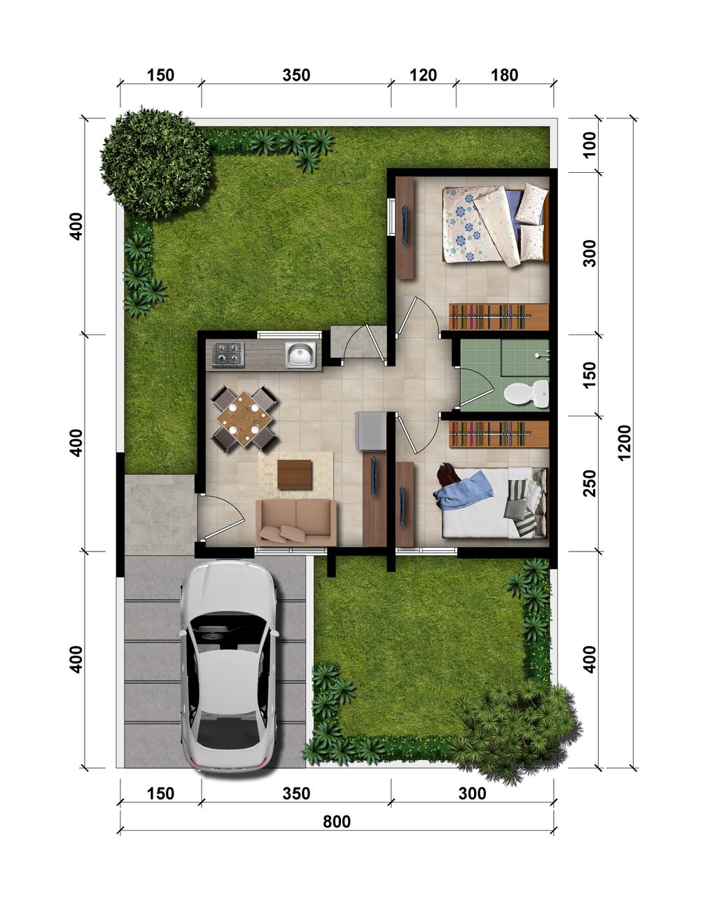 foto denah rumah tipe The Malie 36/96 perumahan MODERNLAND CILEJIT-MERATUS