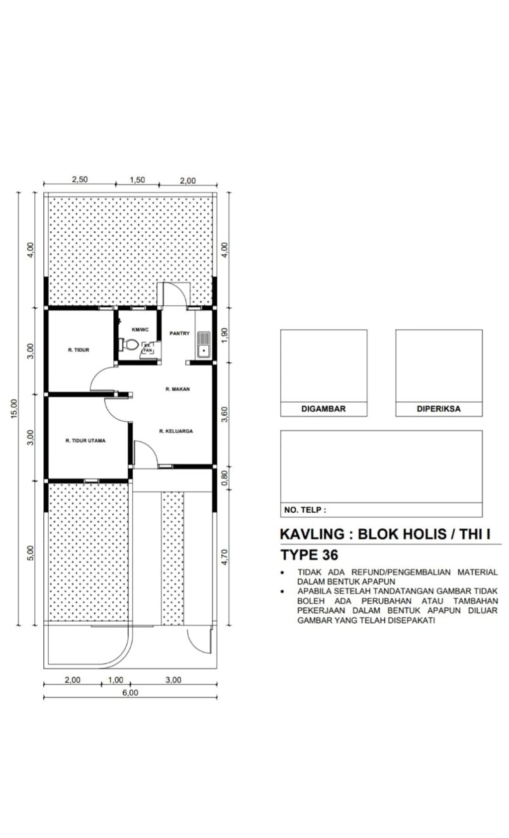 foto denah rumah tipe H1 - 23 perumahan Taman Holis Indah II
