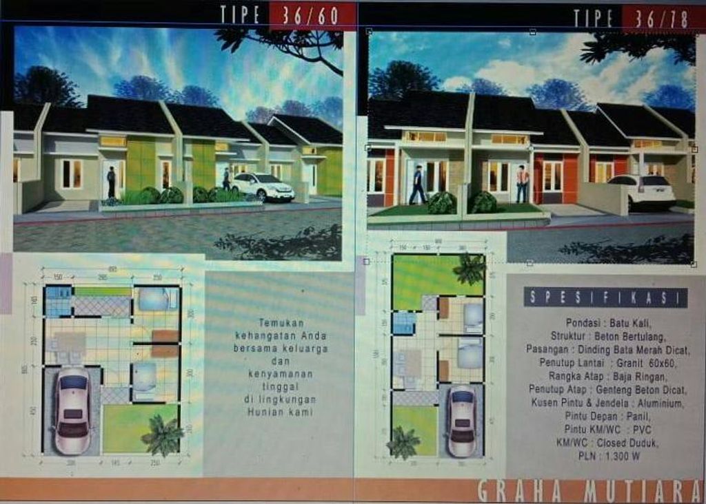 foto denah rumah tipe A4 perumahan GRAHA MUTIARA