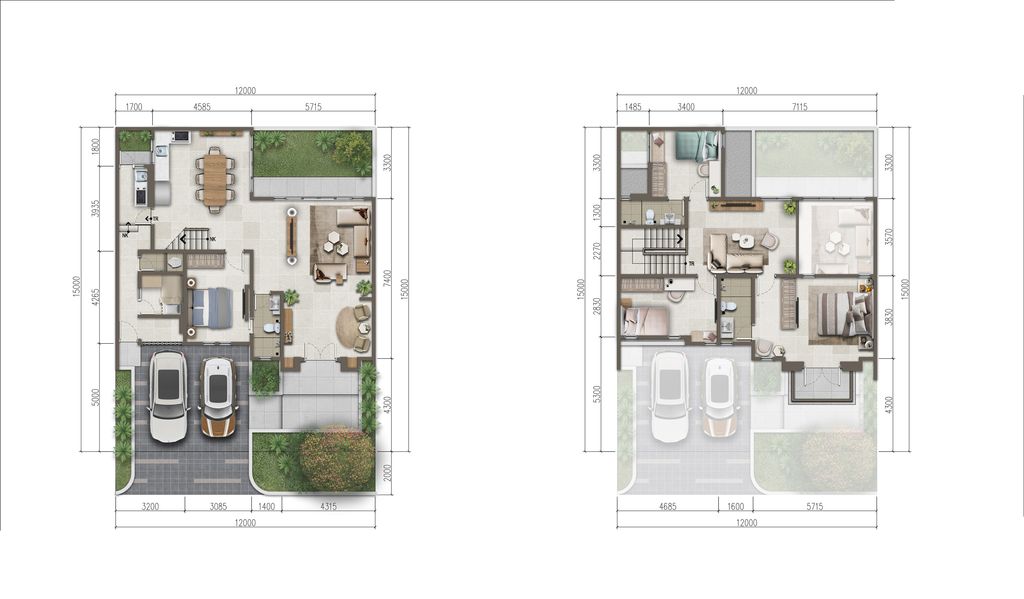 foto denah rumah tipe Jasmia 12x15 Deluxe perumahan CLUSTER JASMIA RESIDENCE