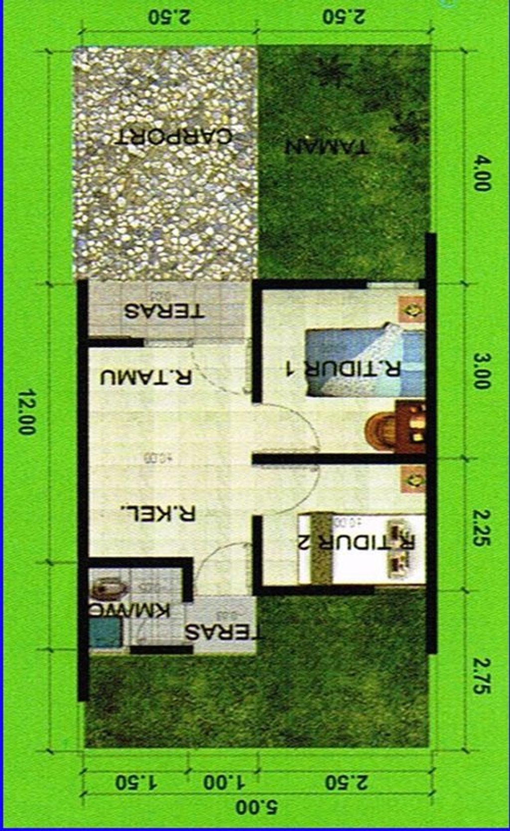 foto denah rumah tipe ROSELLA perumahan RAJEG TERRACE GREEN RESIDENCE