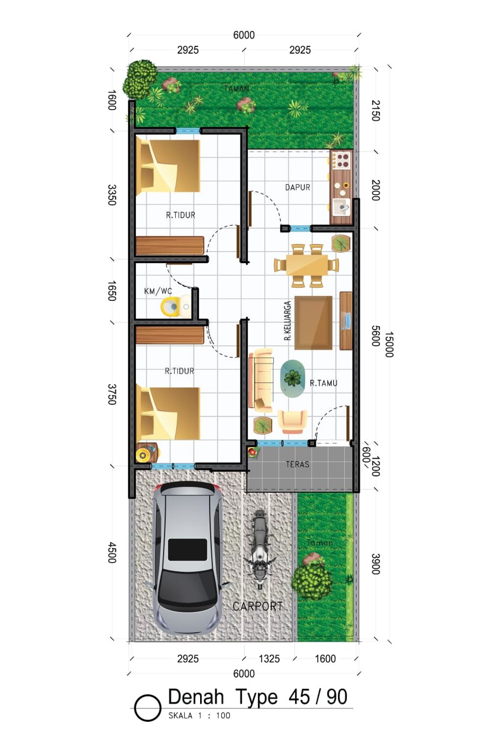 foto denah rumah tipe Foresta perumahan KRISTAL GARDEN RESIDENCES