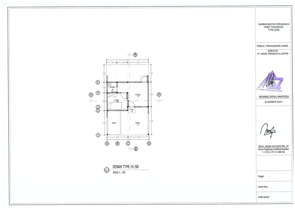 foto denah rumah tipe 24 / 60 perumahan KEBET RESIDENCE