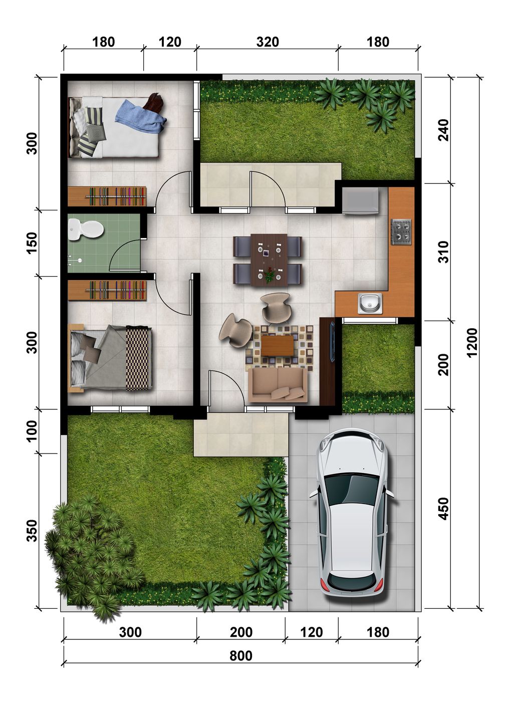 foto denah rumah tipe RE 45/96 perumahan MODERNLAND CILEJIT