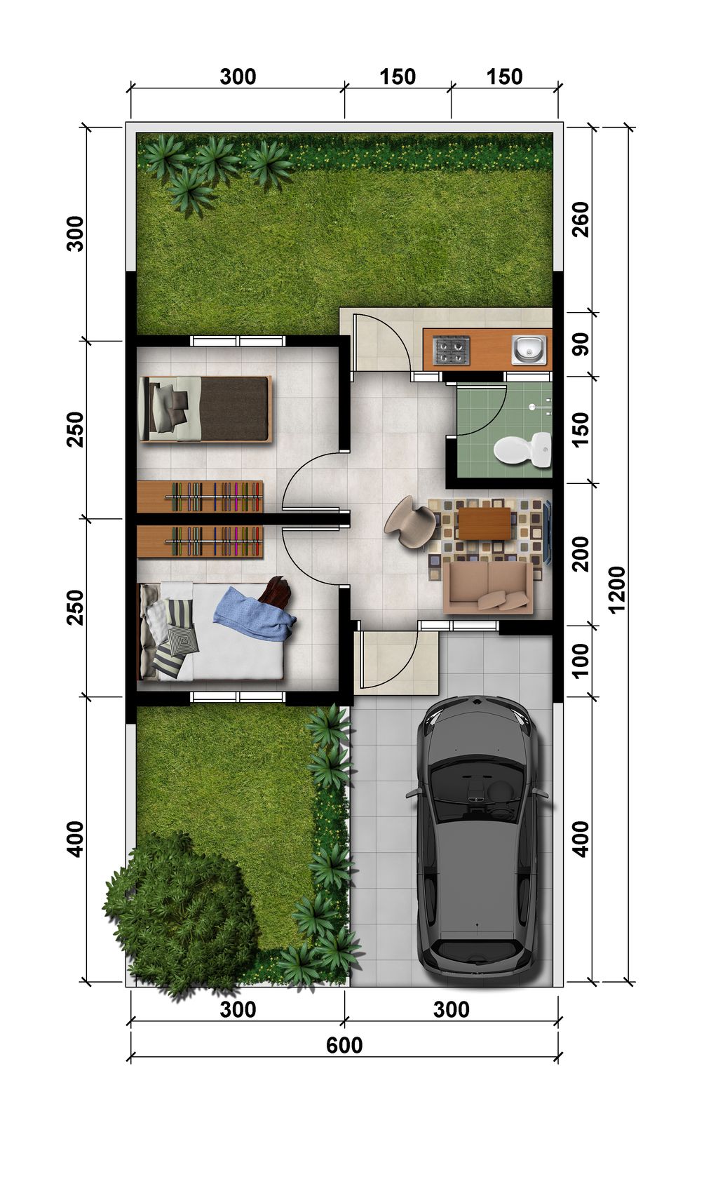 foto denah rumah tipe RE 27/72 perumahan MODERNLAND CILEJIT
