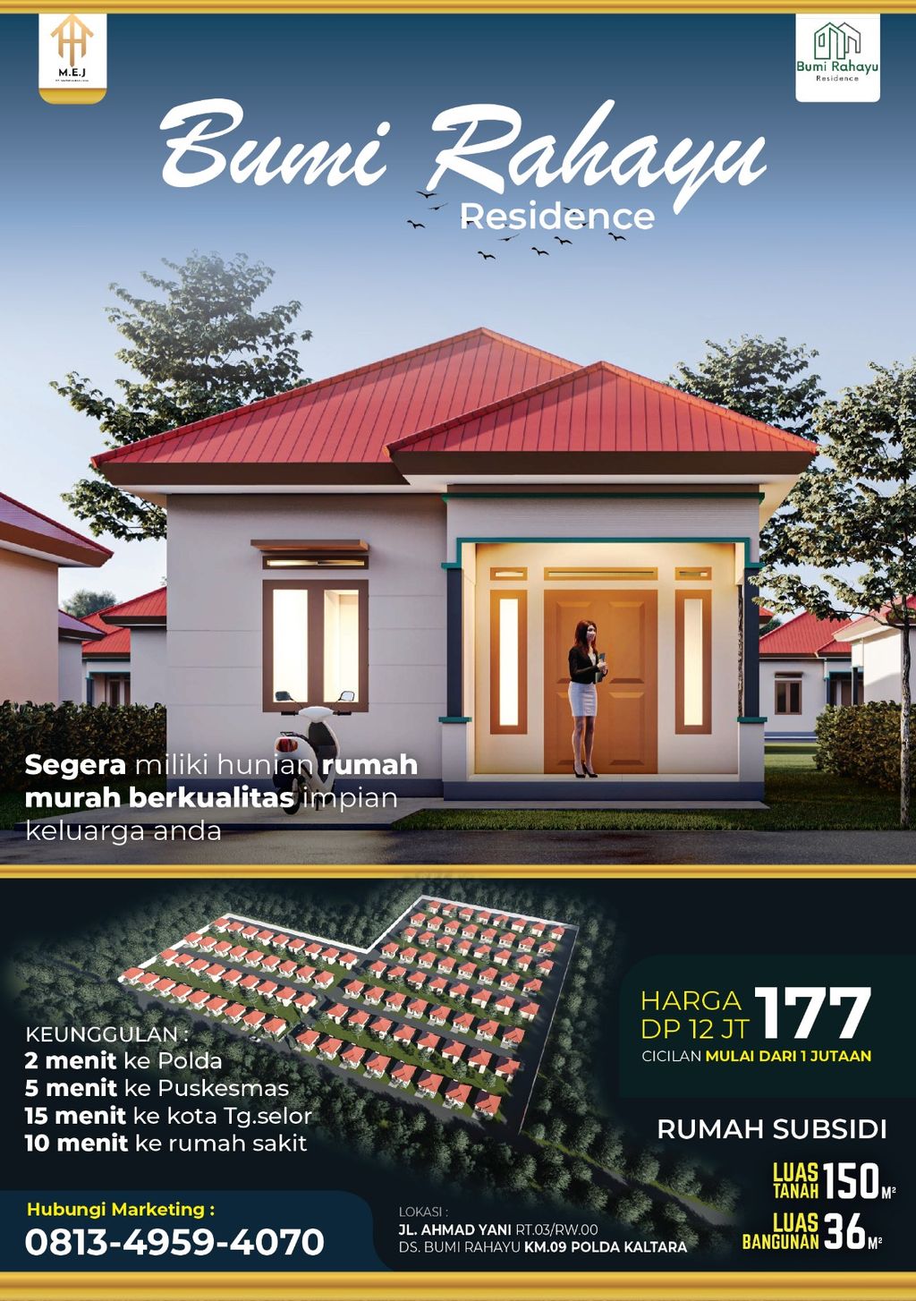 foto tampak rumah tipe 36+ perumahan BUMI RAHAYU RESIDENCE