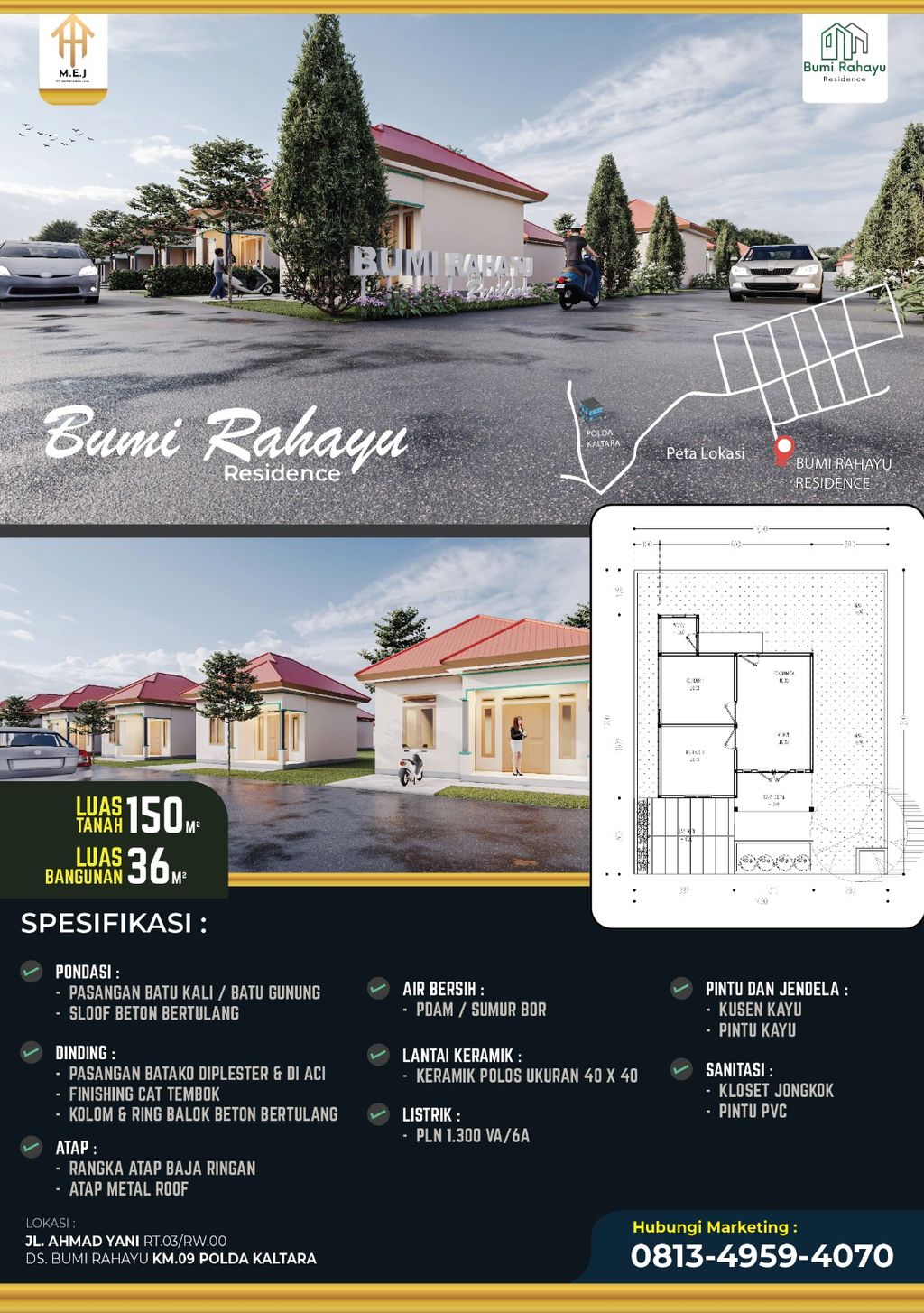 foto denah rumah tipe 36+ perumahan BUMI RAHAYU RESIDENCE
