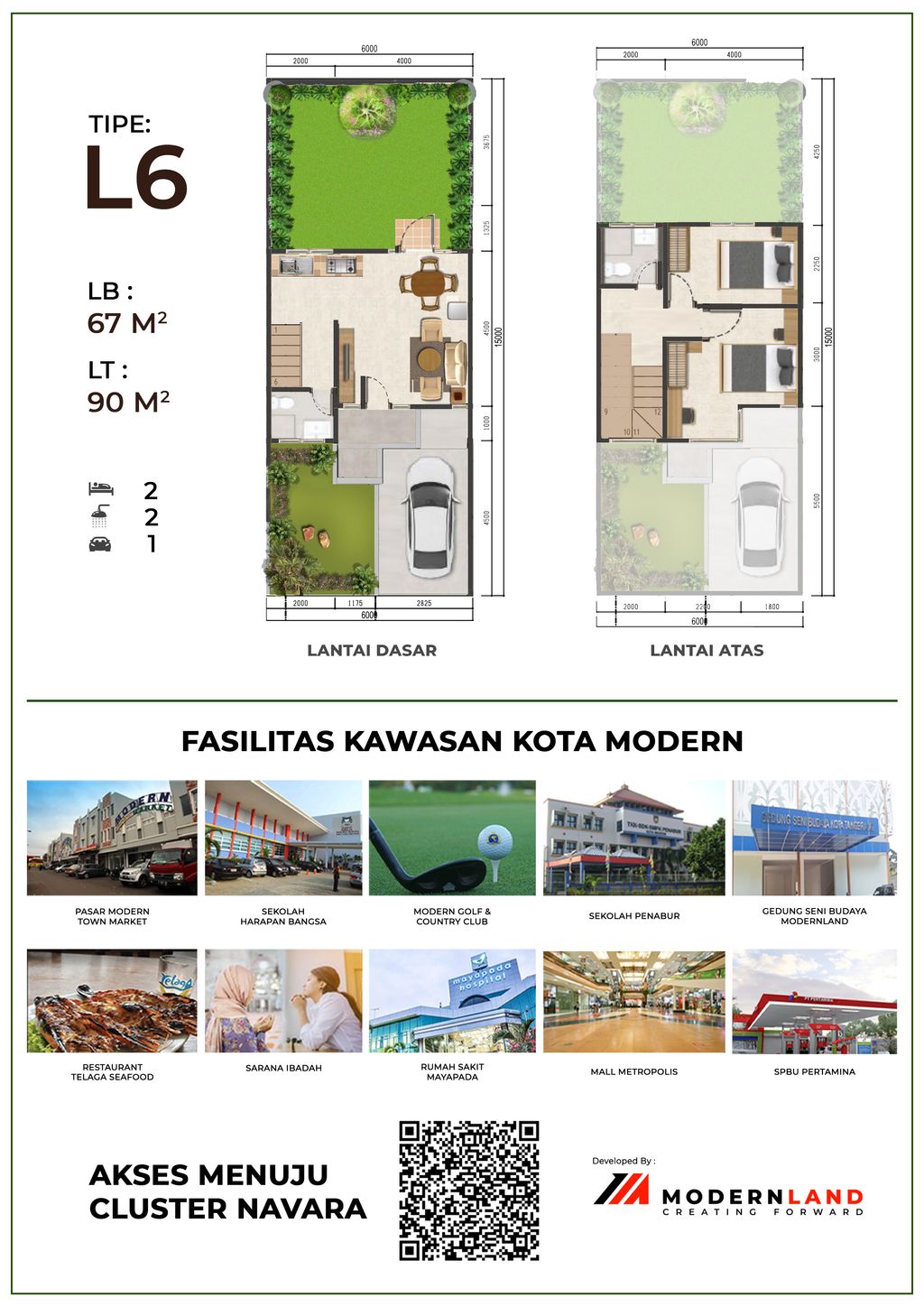 foto denah rumah tipe Avila L6 (111/67) perumahan KOTA MODERN - NAVARRA