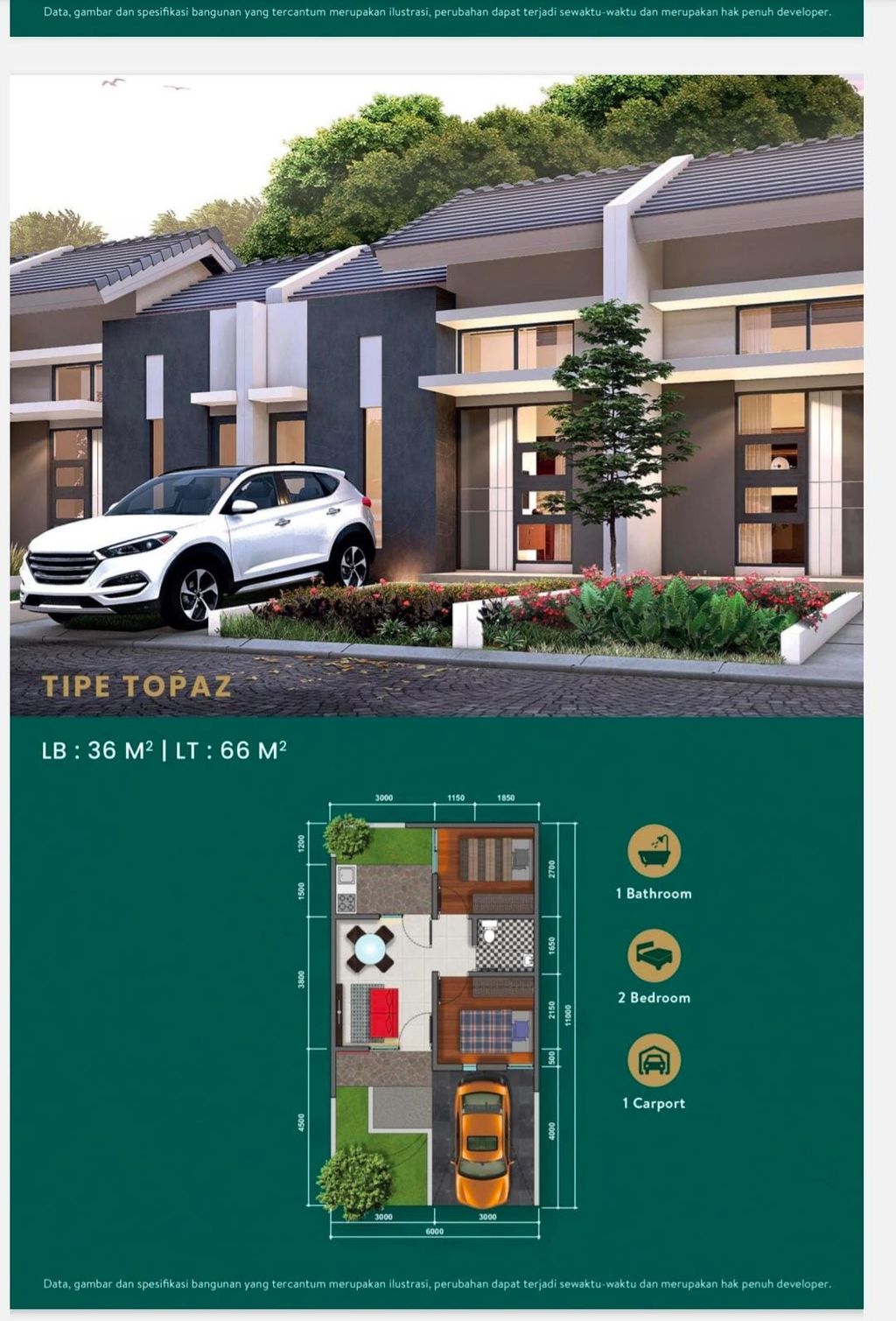 foto tampak rumah tipe 36/72 perumahan THE MANZIL BOGOR thp 2