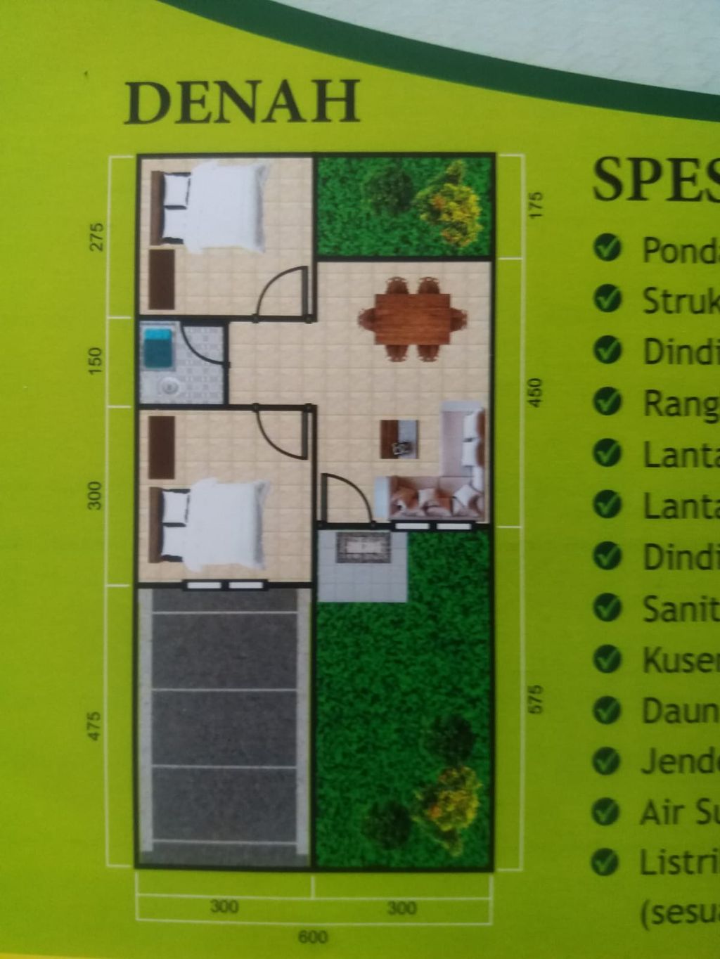 foto denah rumah tipe 36/67 perumahan GRAND CITAYAM 