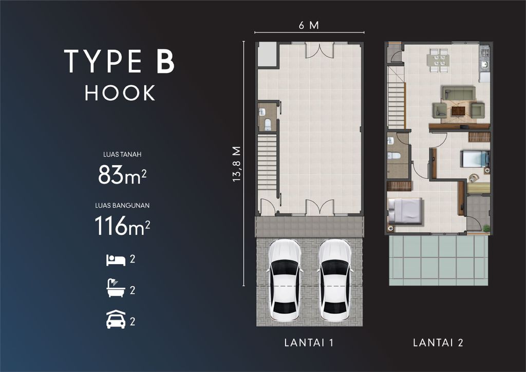 foto denah rumah tipe Detail Ruko B-Hook perumahan SYNTHESIS HOMES