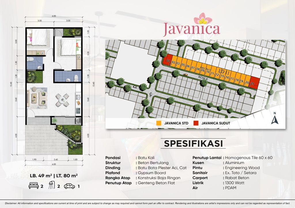 foto denah rumah tipe Javanica perumahan CitraGarden BMW