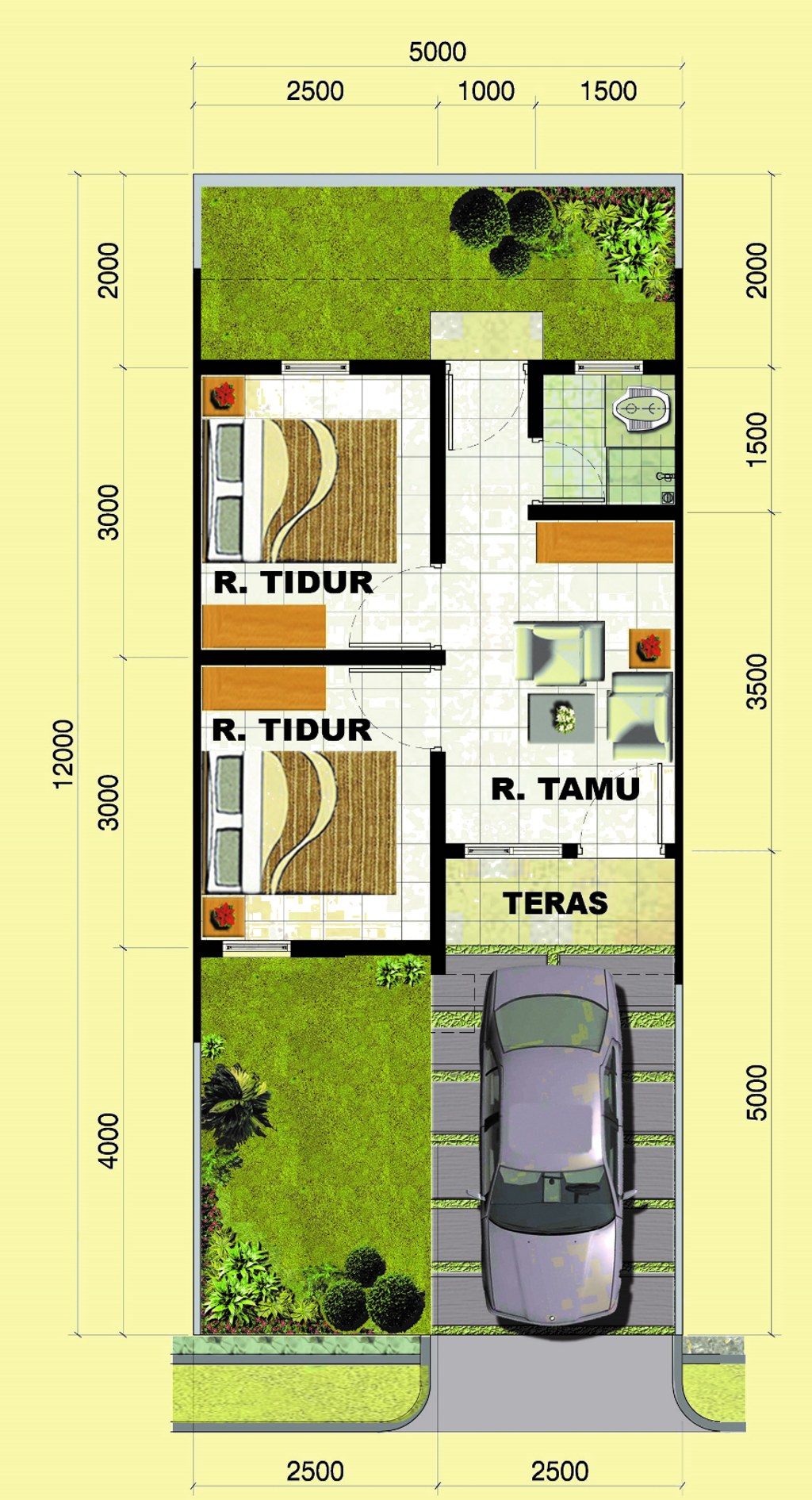 foto denah rumah tipe KINTAMANI 27/60 perumahan Grand Citeras
