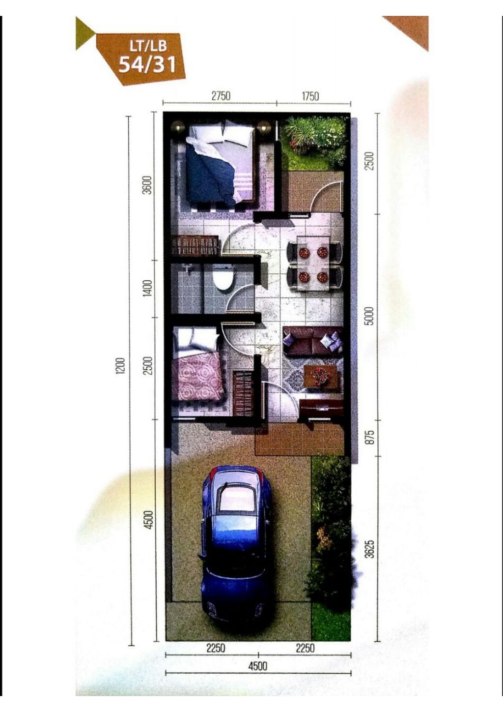 foto denah rumah tipe NEO IVY perumahan GRAHA RAYA FORTUNE TERRACE