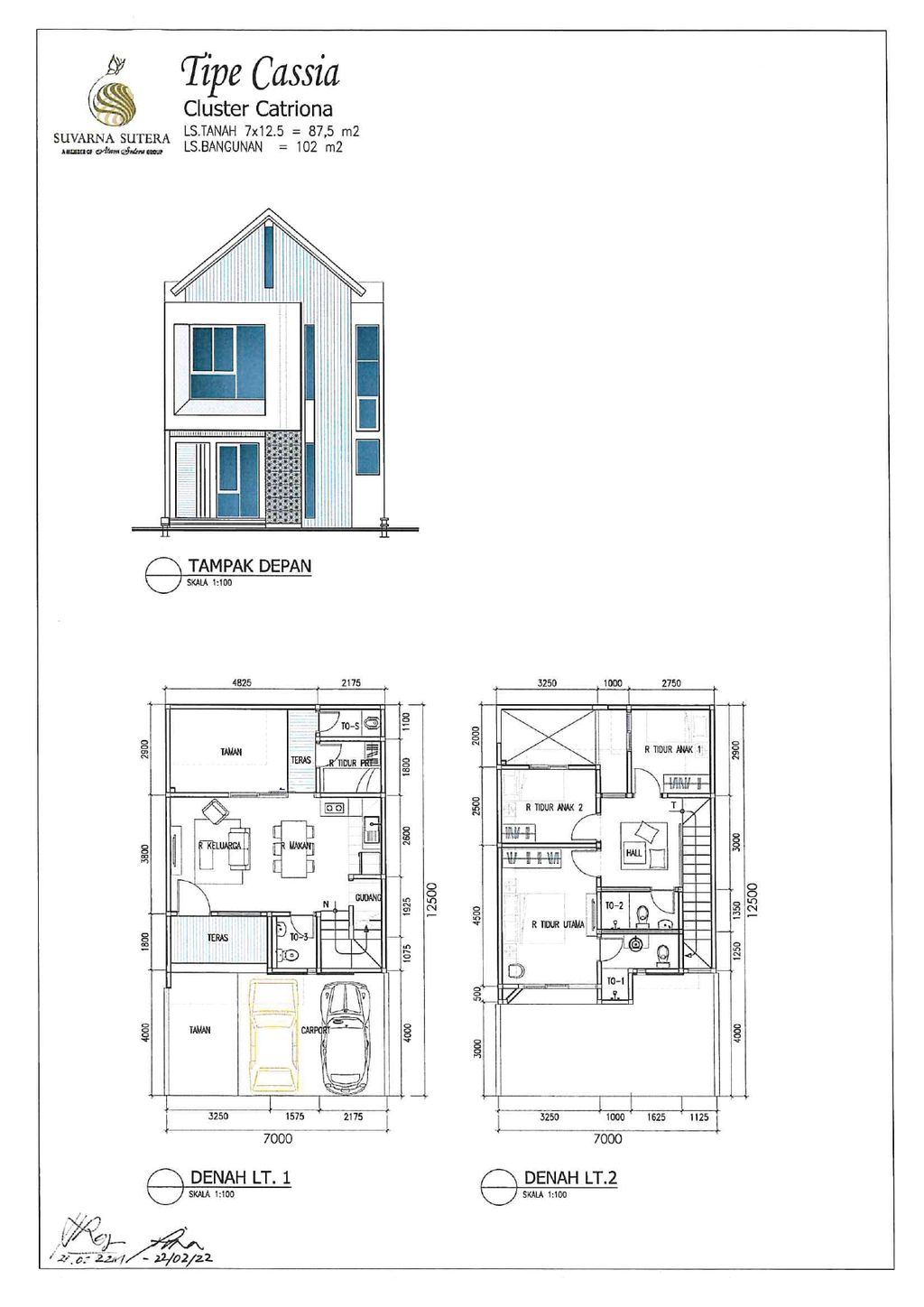 foto denah rumah tipe CASSIA perumahan CLUSTER CATRIONA, SUVARNA SUTERA