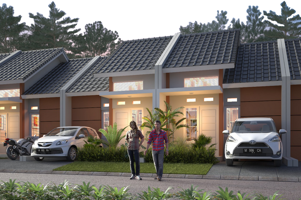 foto tampak rumah tipe T32 perumahan Permata Green Hill