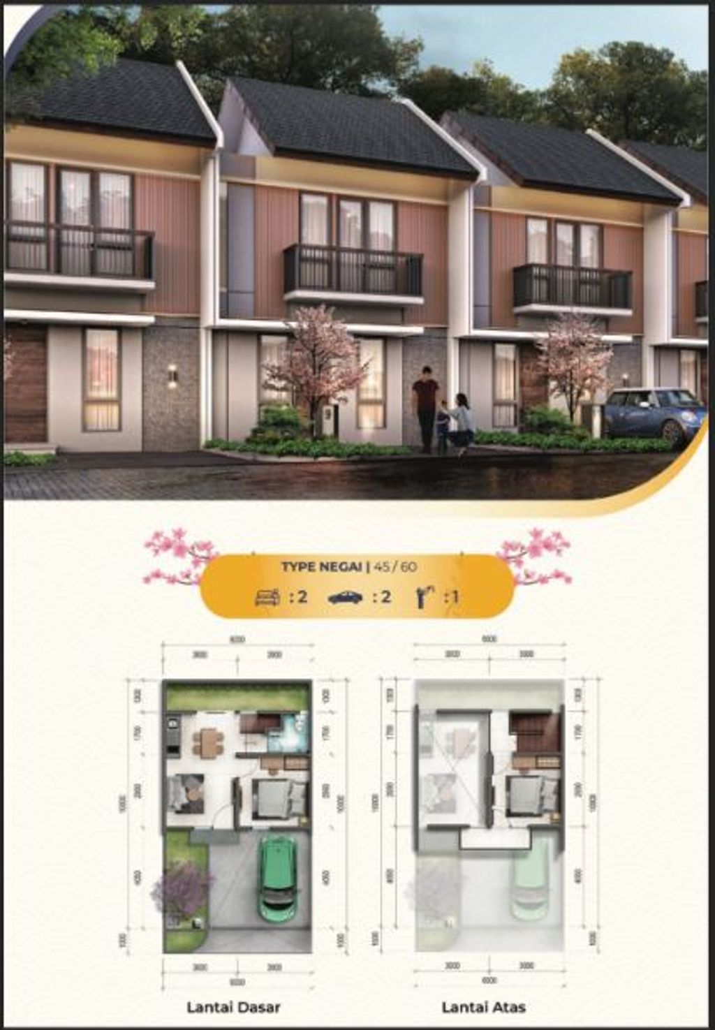 foto denah rumah tipe Negai perumahan GO HOME RESIDENCE