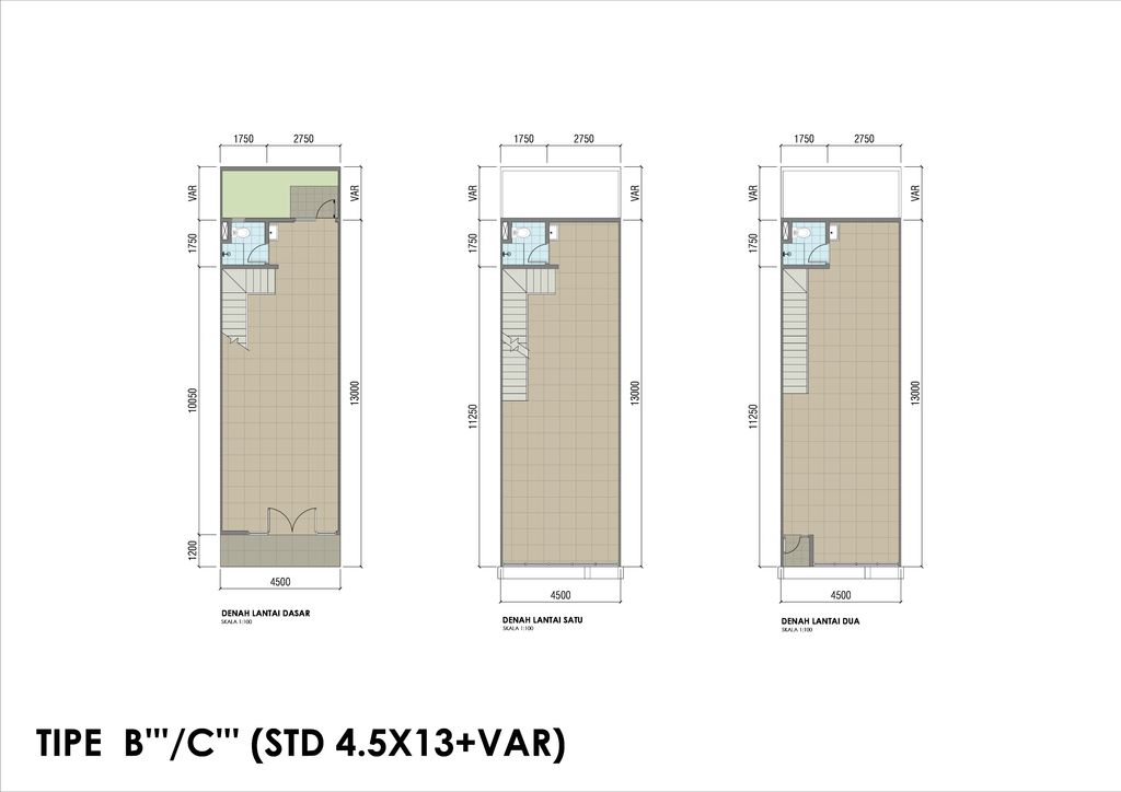 foto denah rumah tipe B"/C" (Standard 4.5 x 13 + Var) perumahan Northridge Business Center