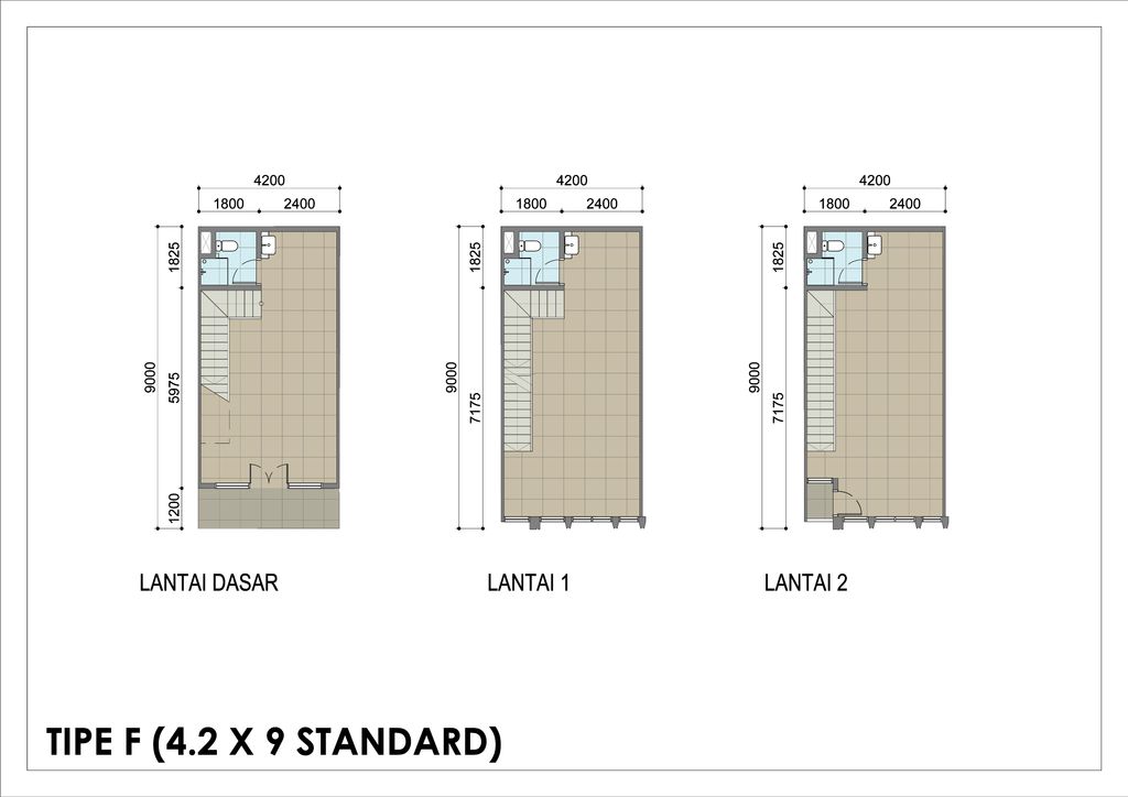 foto denah rumah tipe F (Standard 4.2x9) perumahan Northridge Business Center