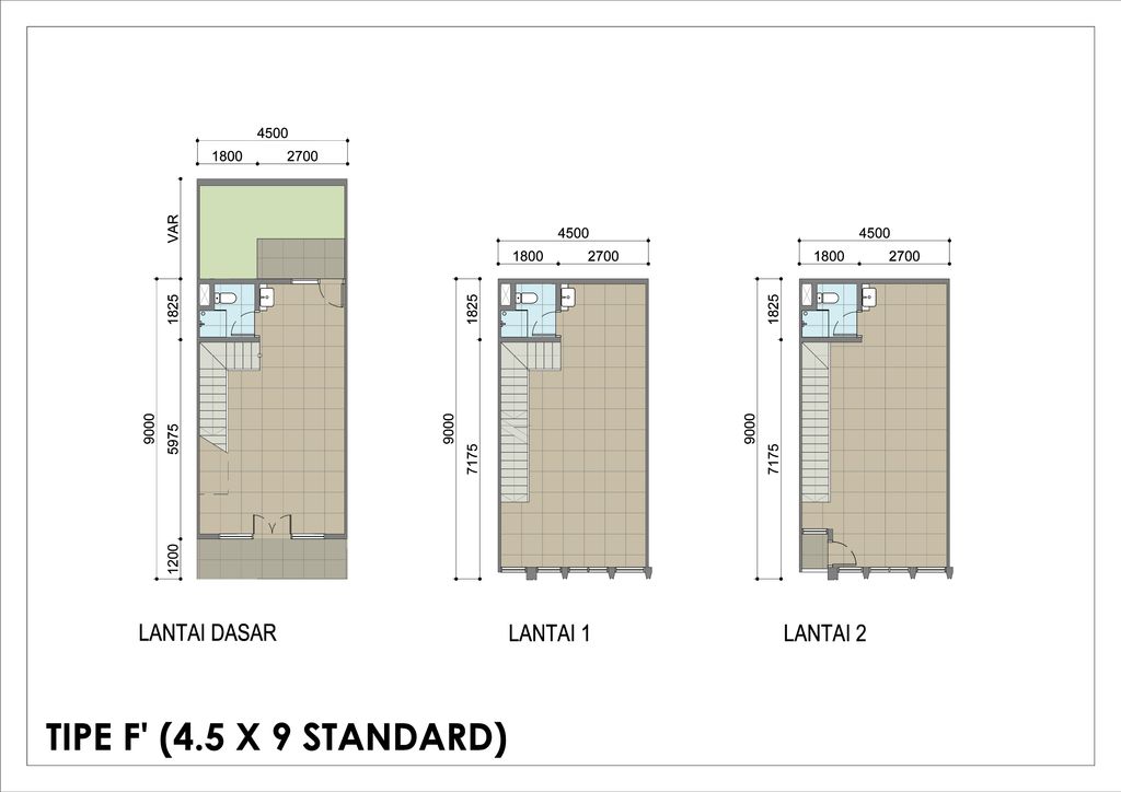 foto denah rumah tipe F' (Standard 4.5 x 9) perumahan Northridge Business Center
