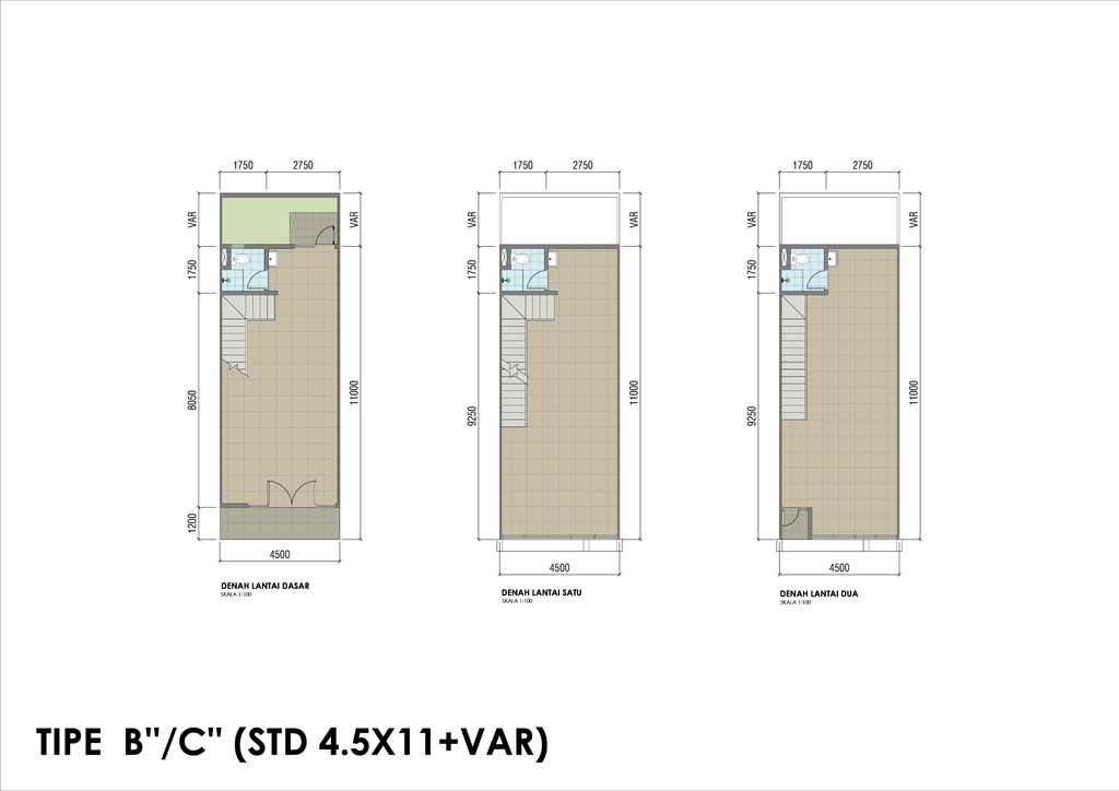 foto denah rumah tipe B"/C" (Standard 4.5x11+Var) perumahan Northridge Business Center