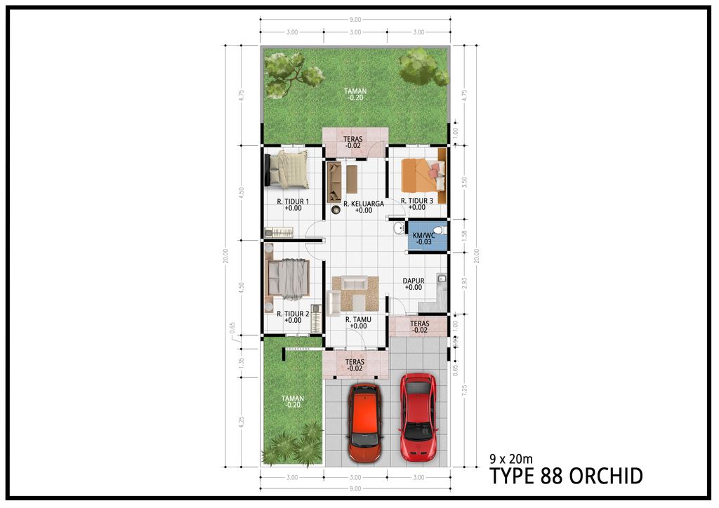 foto denah rumah tipe ORCHID 180 perumahan Mandiri Residence