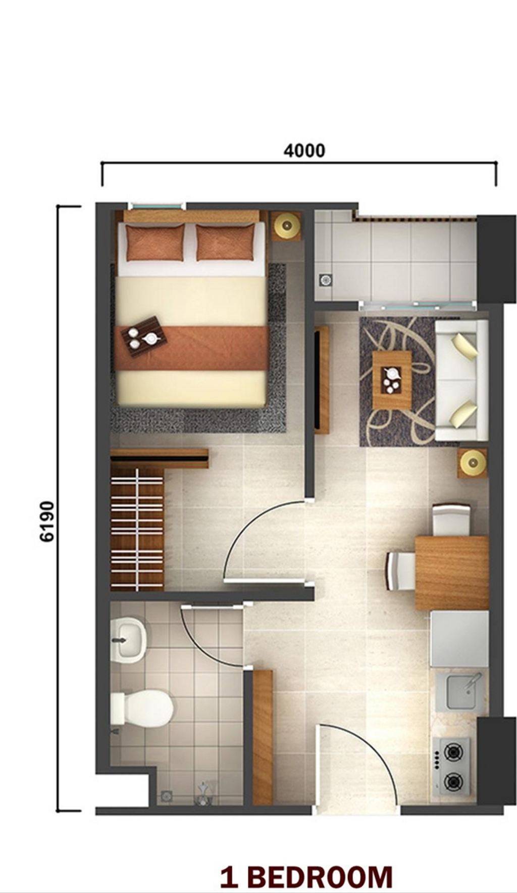 foto denah rumah tipe 1BR Kamaya perumahan APARTEMEN AKASA