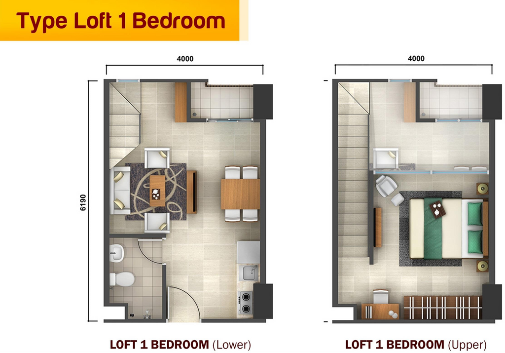 foto denah rumah tipe Loft 1BR Kamaya perumahan APARTEMEN AKASA