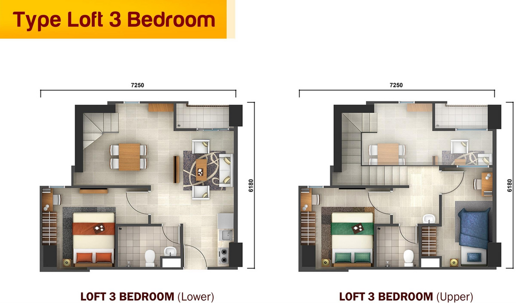 foto denah rumah tipe Loft 3BR Kamaya perumahan APARTEMEN AKASA