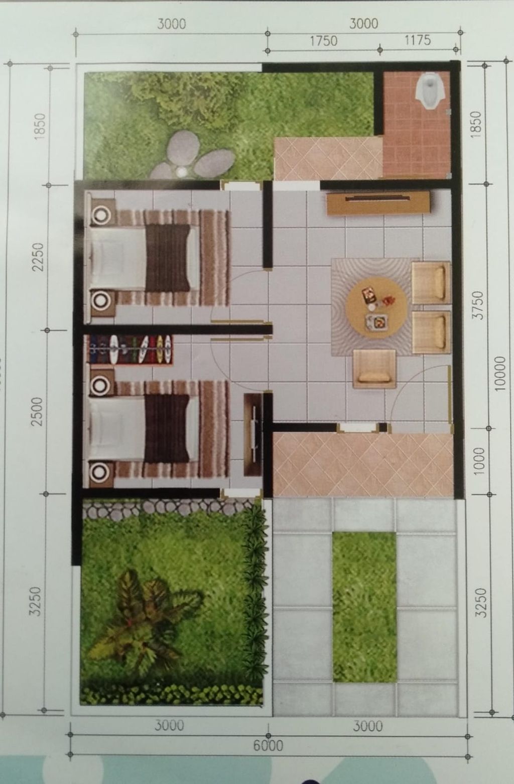 foto denah rumah tipe NEW  SUBSIDI 30/60 perumahan Grand Laksana Residence
