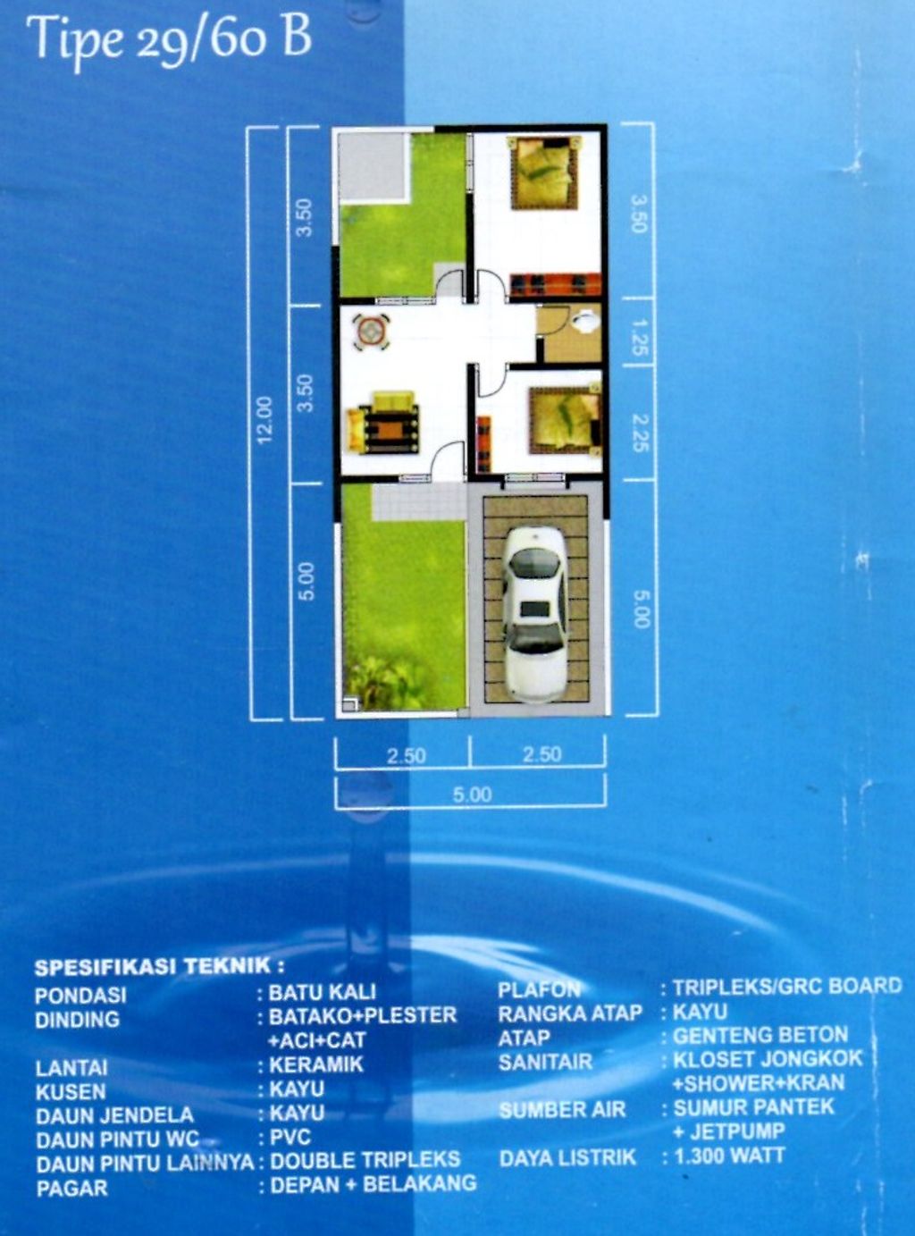 foto denah rumah tipe 29/60 B perumahan Taman Krakatau - Margatani