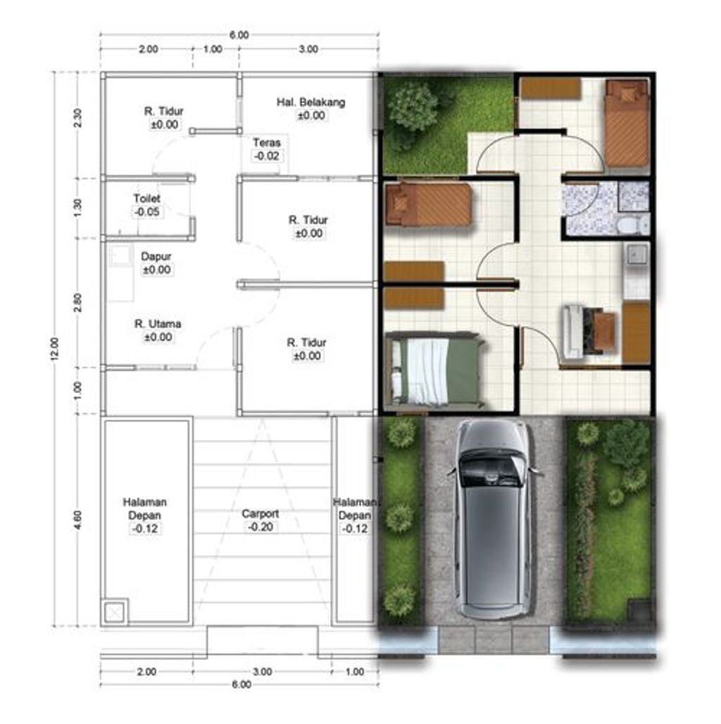 foto denah rumah tipe 36/72 (107) 206 perumahan ALAM SANGGAR INDAH EXTENSION