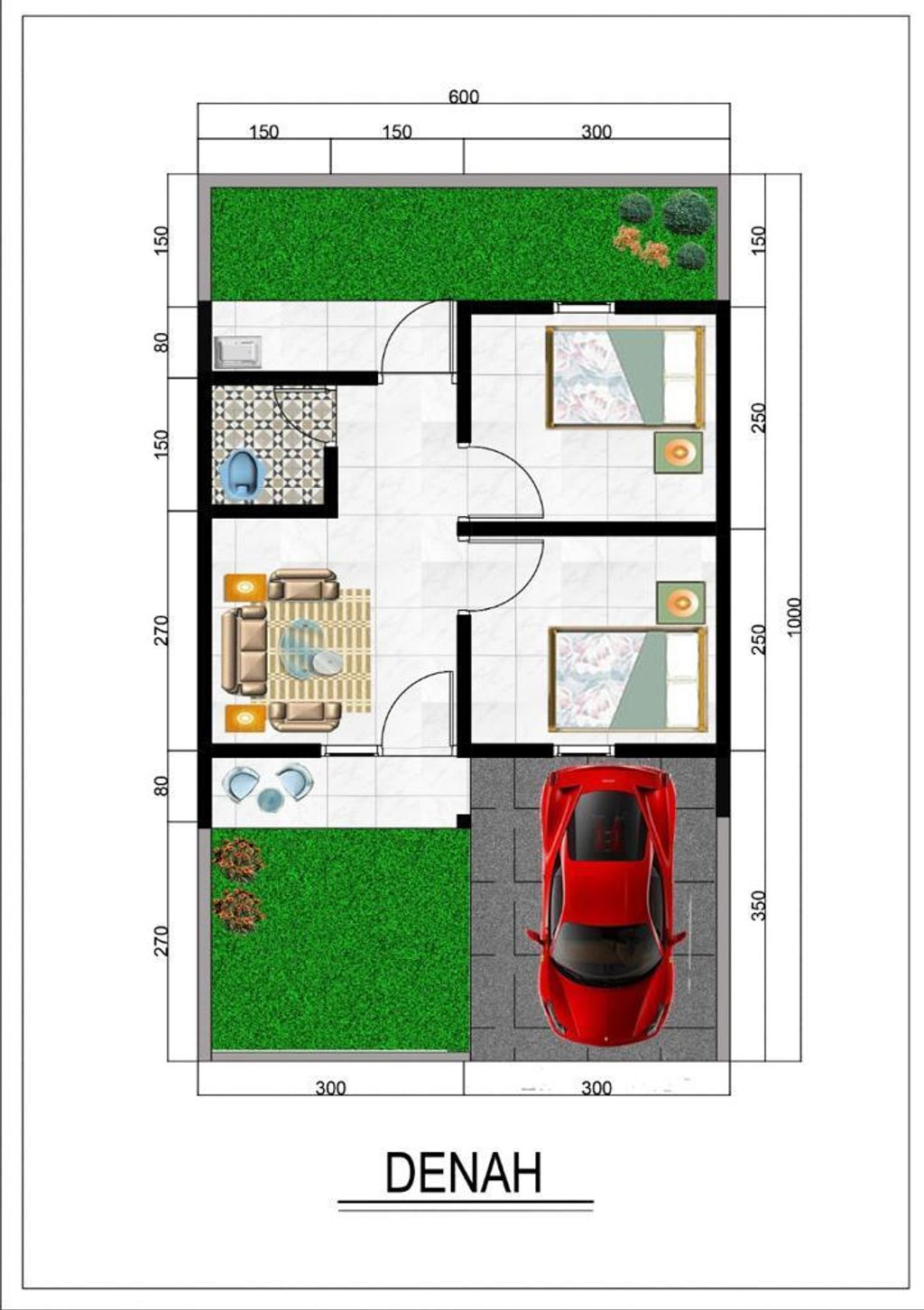 foto denah rumah tipe 30/60 perumahan Cluster Apersi Rejomulyo