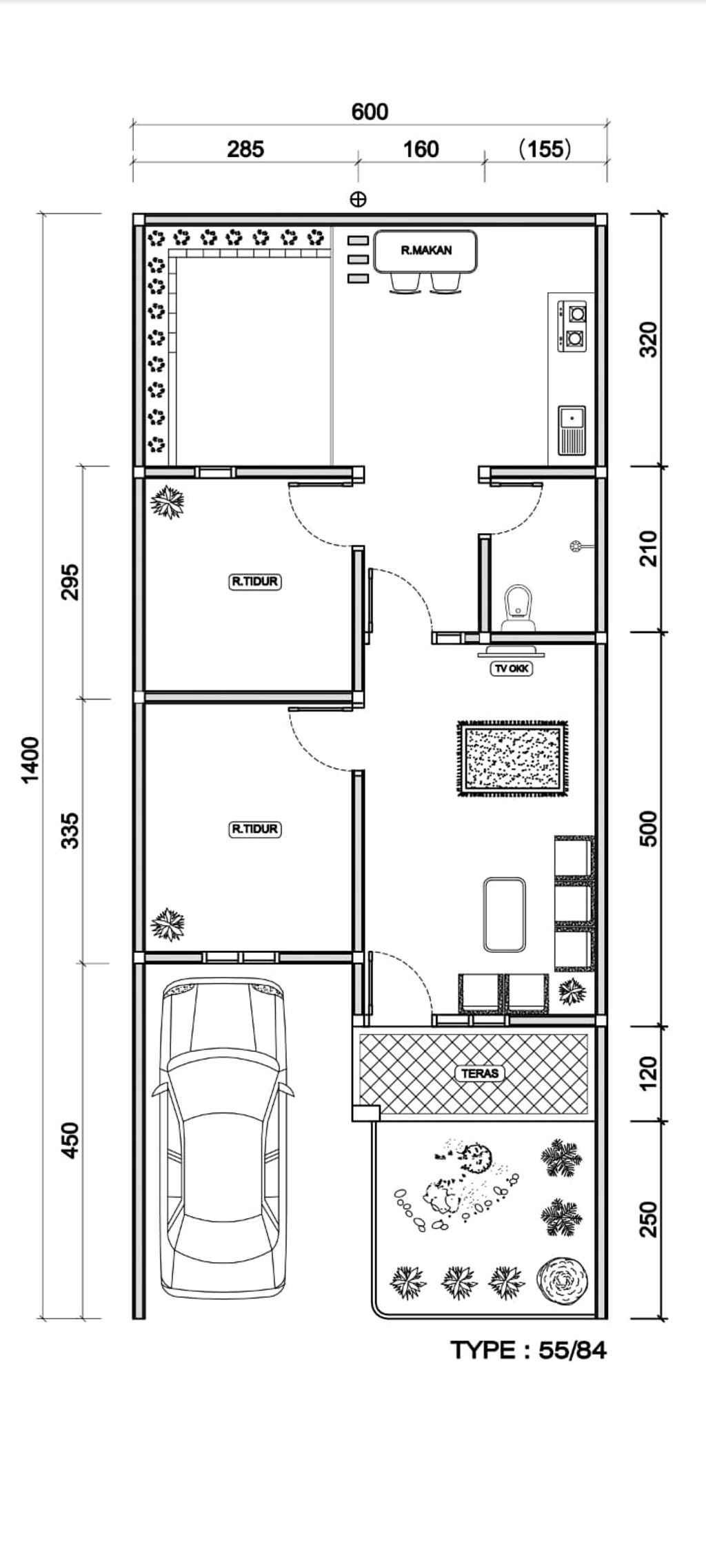 foto denah rumah tipe 55/84 perumahan SANTIKA LAND