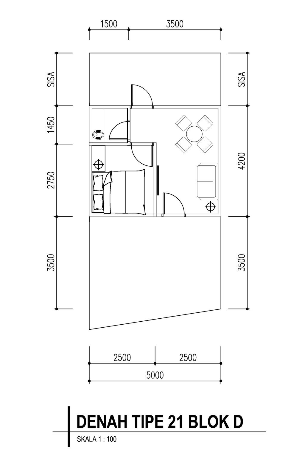 foto denah rumah tipe Amaryllis 21 (lebar 5) komersil perumahan Cerme Indah