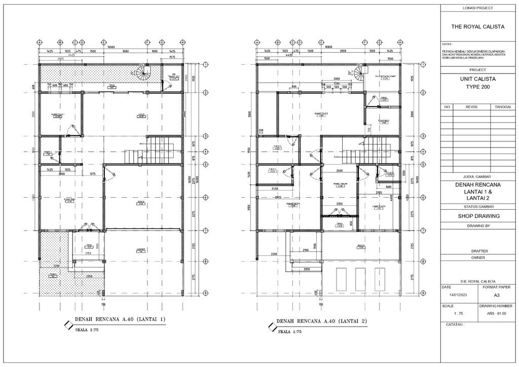 foto denah rumah tipe 200/160 perumahan THE ROYAL CALISTA RESORT & RESIDENCE