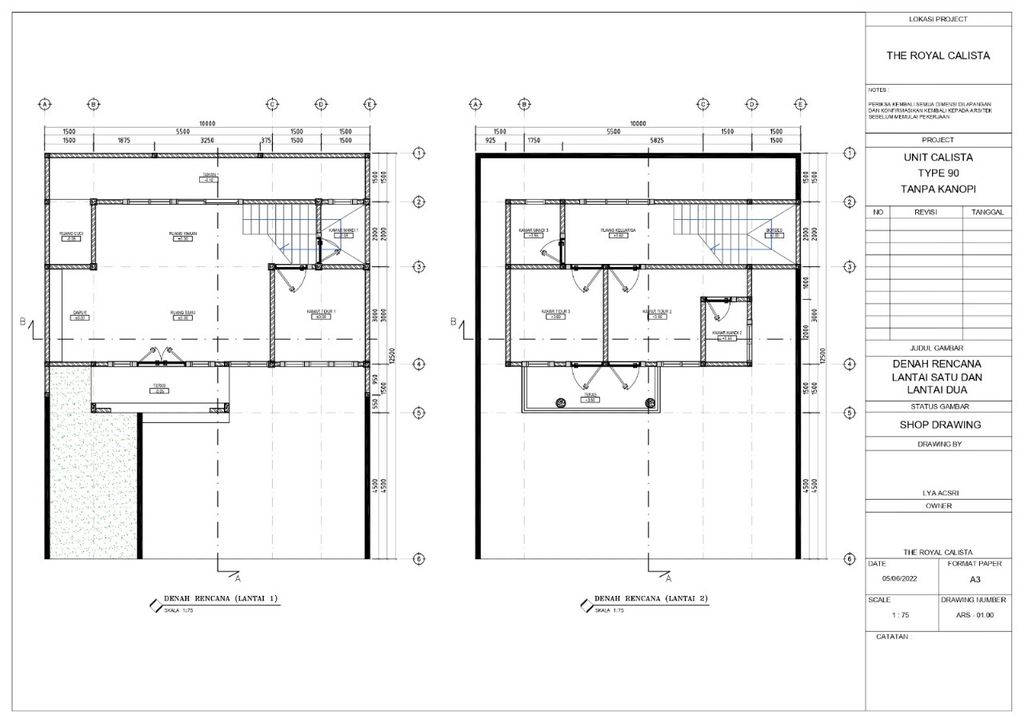 foto denah rumah tipe 90/120 perumahan THE ROYAL CALISTA RESORT & RESIDENCE