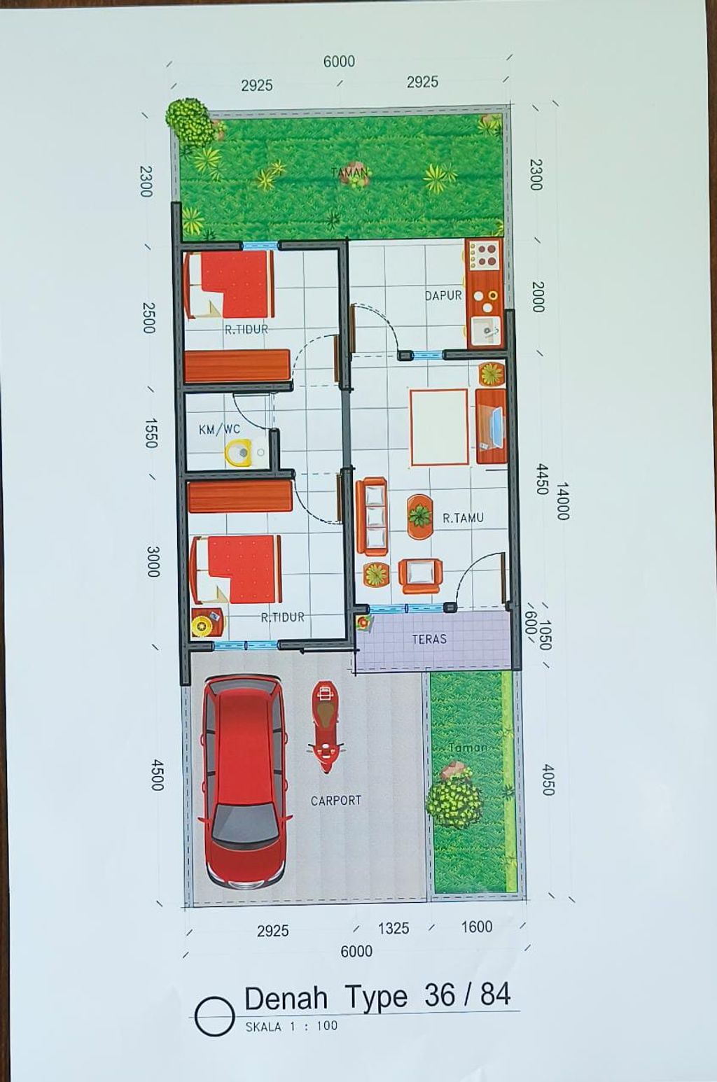 foto denah rumah tipe 36 perumahan KRISTAL GARDEN RESIDENCES