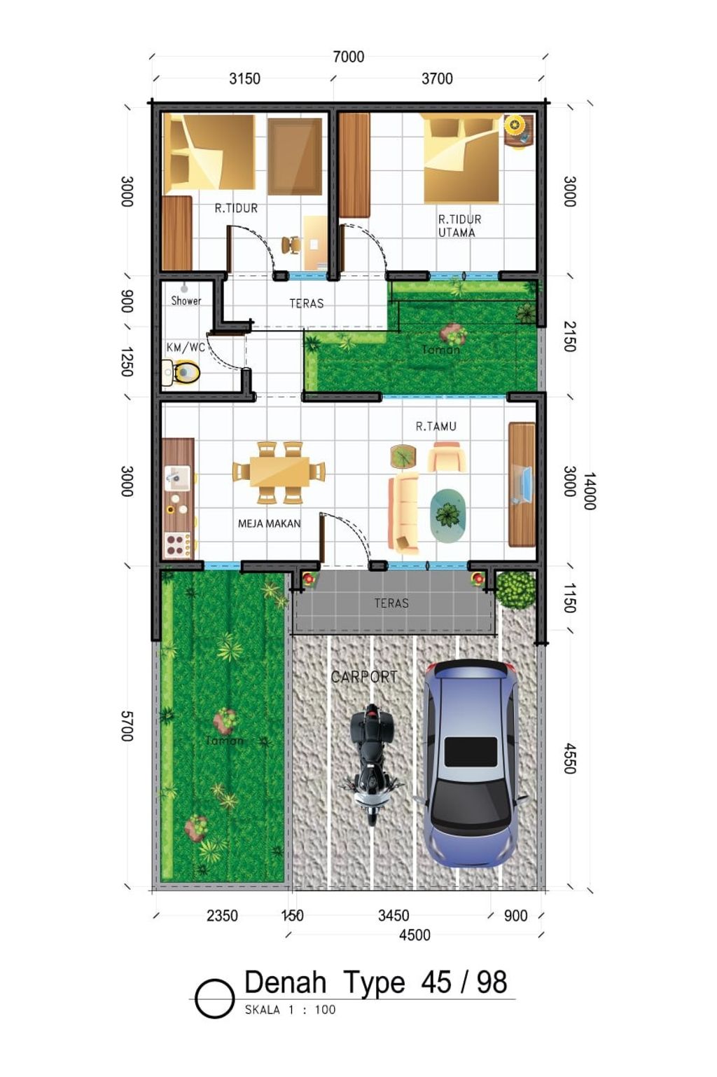 foto denah rumah tipe 45/98 perumahan KRISTAL GARDEN RESIDENCES