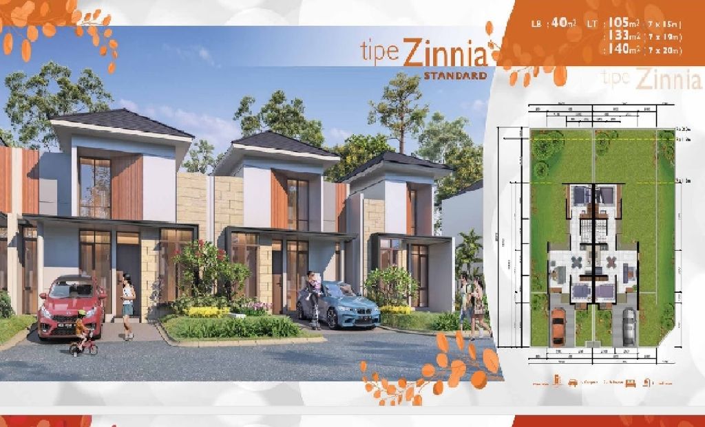 foto denah rumah tipe ZINNIA STD - STANDAR perumahan CITRA RAYA - CLUSTER GIVERNY