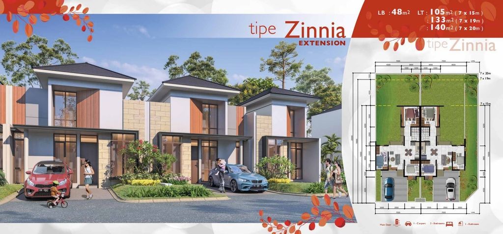 foto denah rumah tipe ZINNIA STD - EXTENSION perumahan CITRA RAYA - CLUSTER GIVERNY