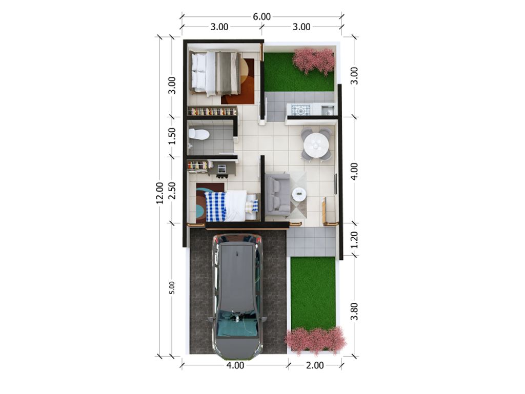 foto denah rumah tipe aiko perumahan Osaka Blossom