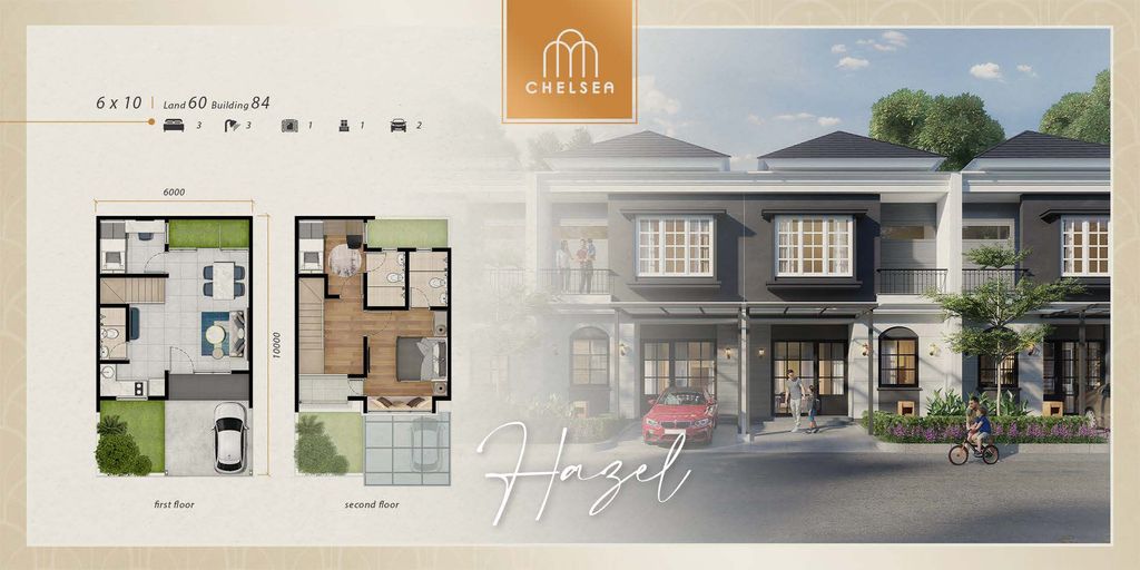 foto denah rumah tipe Hazel perumahan WISATA BUKIT MAS - CHELSEA