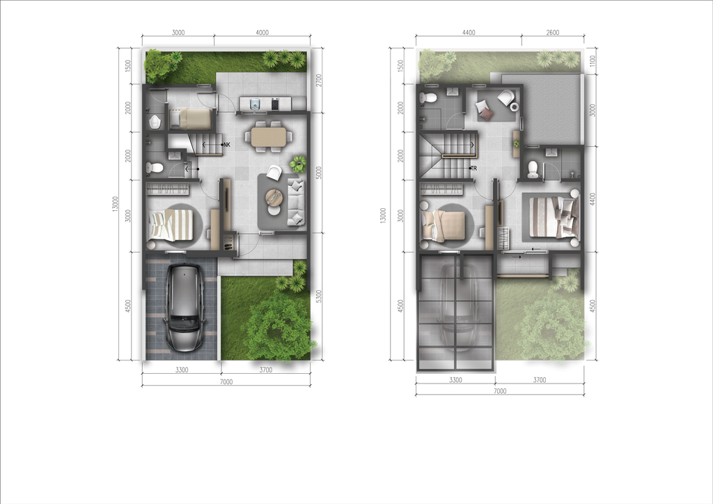 foto denah rumah tipe CHERRY - DELUXE perumahan SUMMARECON BEKASI - CLUSTER MULBERRY RESIDENCE
