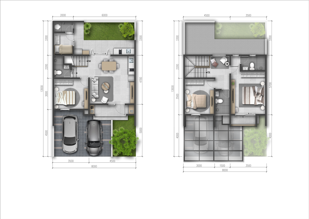 foto denah rumah tipe GARNET - DELUXE perumahan SUMMARECON BEKASI - CLUSTER MULBERRY RESIDENCE