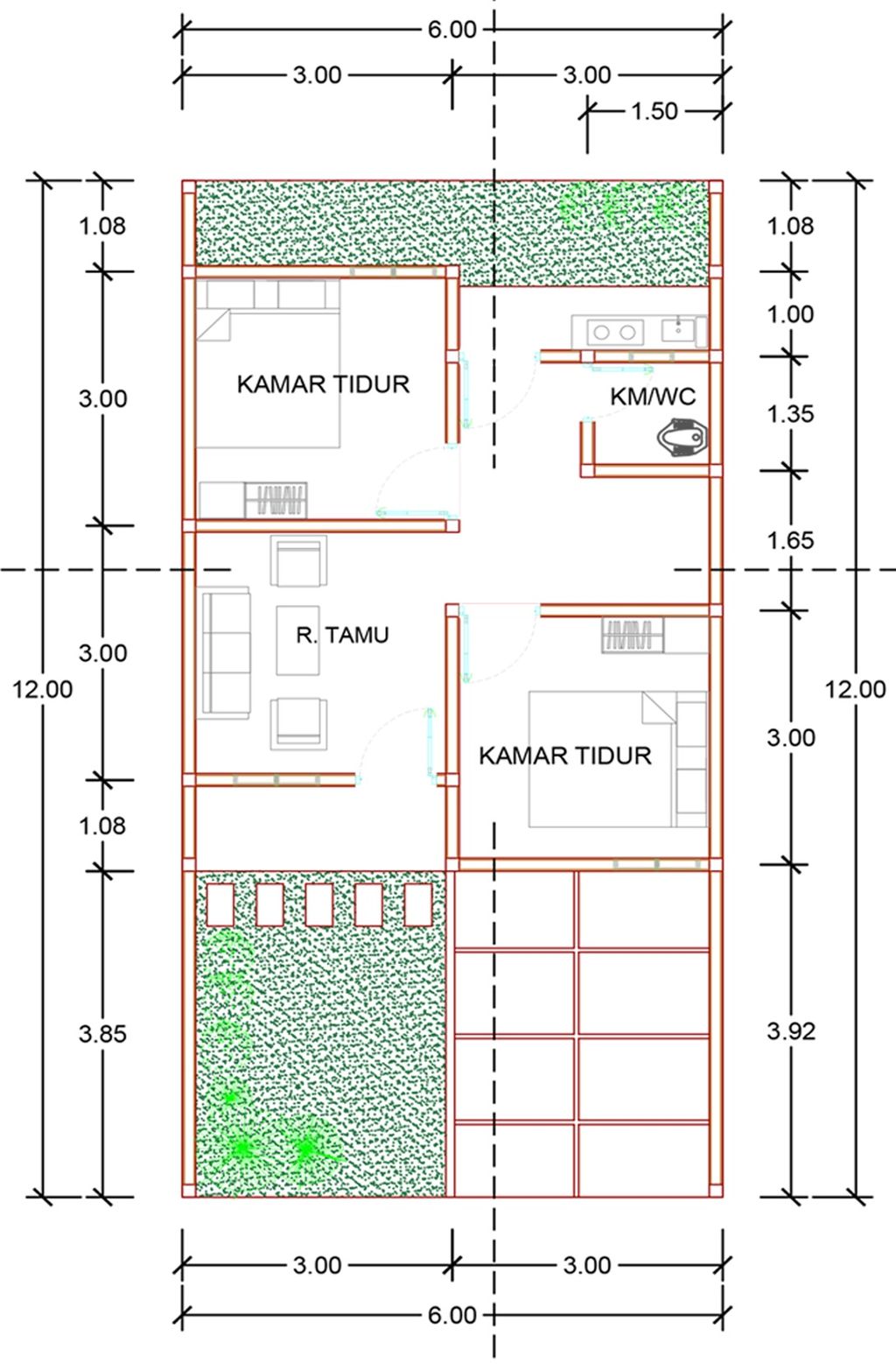 foto denah rumah tipe 36/72 perumahan CARAYA RESIDENCE