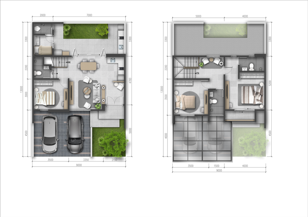 foto denah rumah tipe MAHOGANY - DELUXE perumahan SUMMARECON BEKASI - CLUSTER MULBERRY RESIDENCE